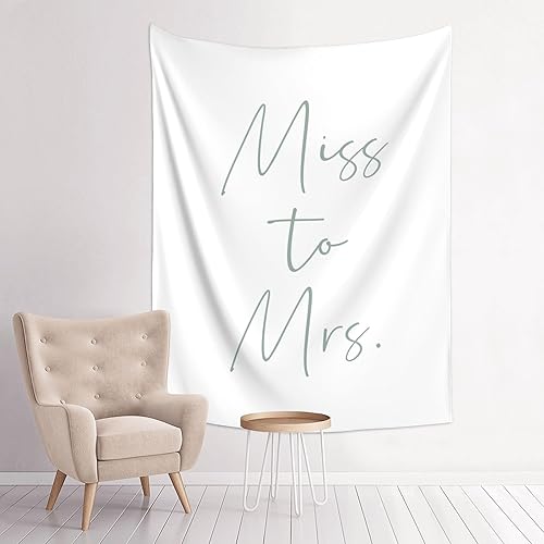 Miniatura 8 de Tapiz de Miss to Mrs - Fondo azul oscuro de Miss to Mrs de 60 x 80 pulgadas, pancarta de Miss to Mrs para recepción, despedida de soltera, fiesta de