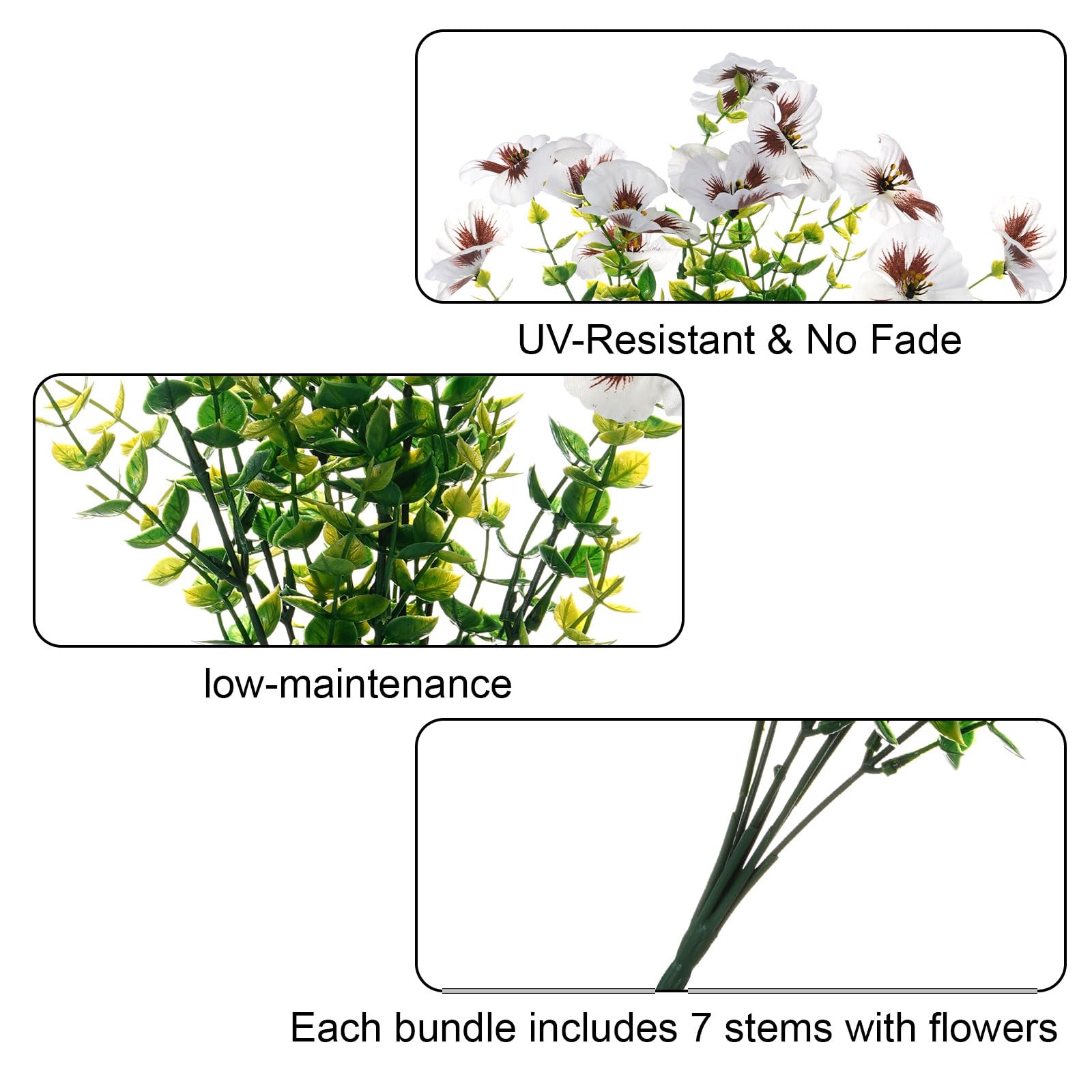 hoyuwak Künstliche Stiefmütterchen Blumen - UV-beständige künstliche Stiefmütterchen Blumen für den Außenbereich, Garten, Terrasse, Pflanzgefäße, keine Wartung, Kunstpflanzen für Heimdekoration