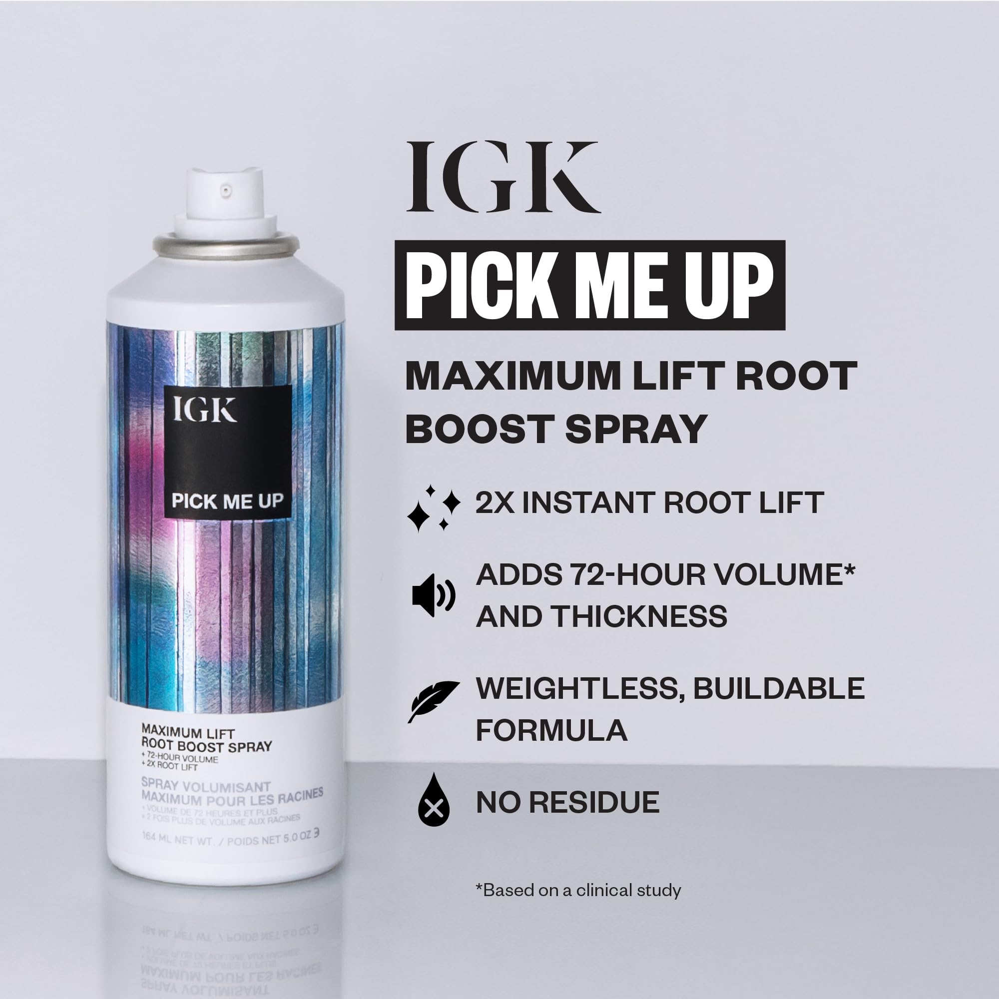 IGK Volume Kit Holiday 2025 – 4-Piece Volumizing Hair Set with NO LIMIT Dry Volume Spray, BODY LANGUAGE Rice Water Mist, PICK ME UP Root Spray & BIG TIME Volume + Thickening Mousse – Full Size
