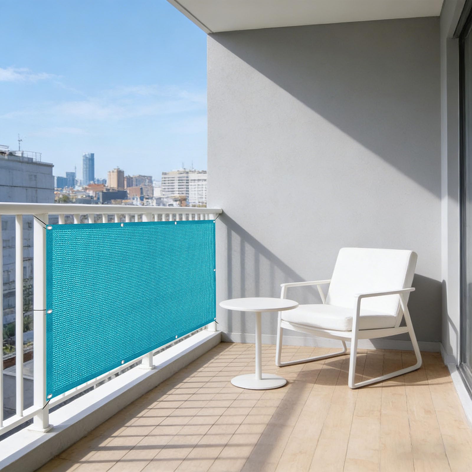 Pare-soleil pour terrasse et piscine brise-vue bleu ciel rafraîchissant