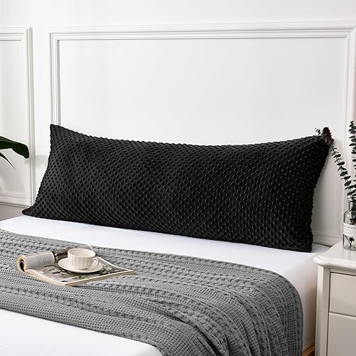 PHF Minky Dot - Funda de almohada corporal de 20 x 54 pulgadas, suave y acogedora funda de almohada corporal de terciopelo real, sin relleno, 1