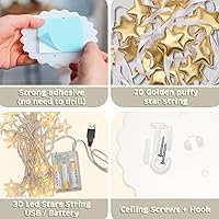 Vista 5 de Bollepo Toldo de cama con luces, toldo para habitación de niñas, tamaños individual a queen, luces LED de hadas Luces LED (gris)