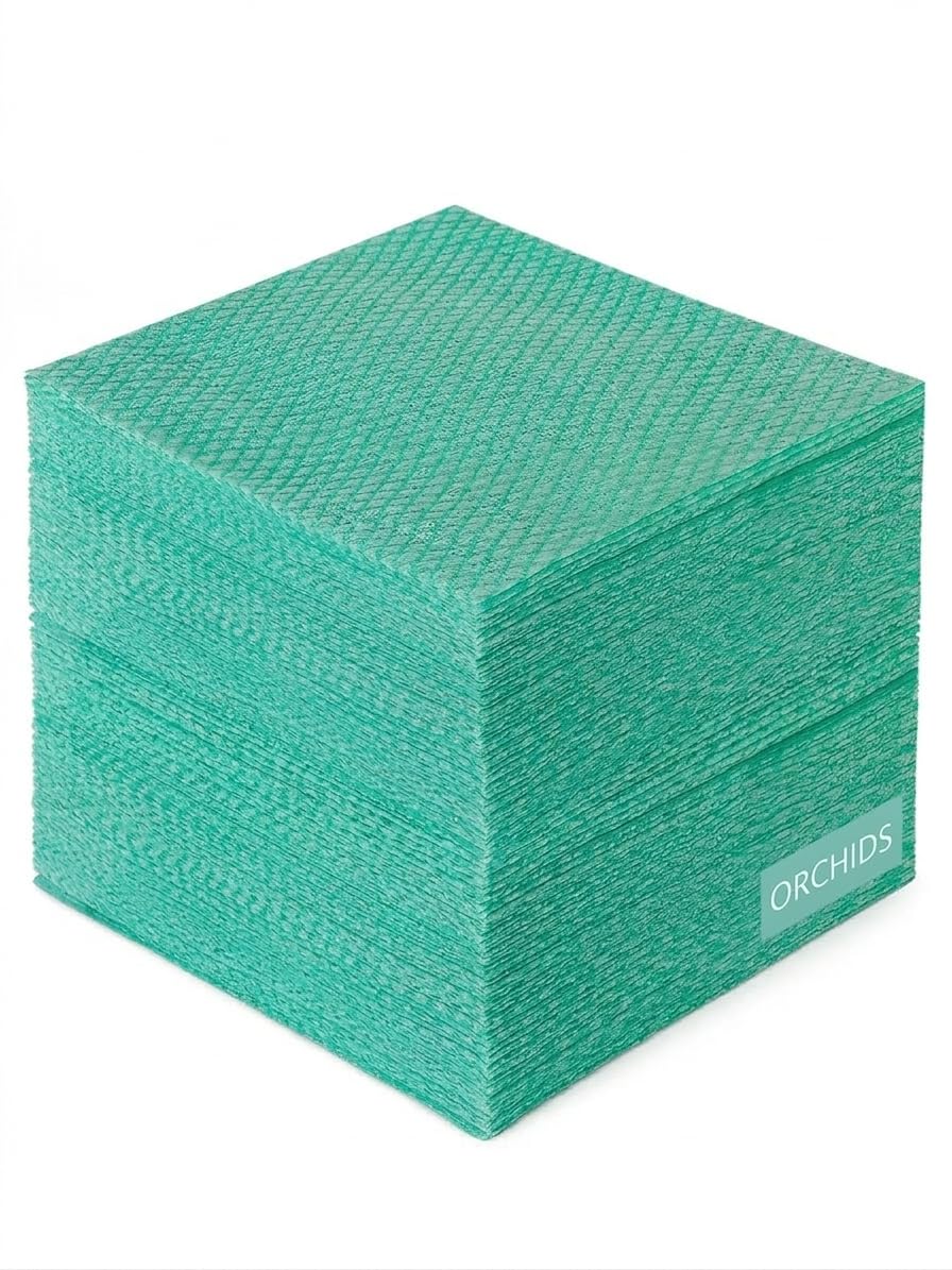 Orchids Green Disposable Cleaning Cloths Pack Of 50 – Blue J Cloths Non Woven Wipes – Multi Purpose Kitchen & Bathroom Cloth 42 X 35Cm (Green)