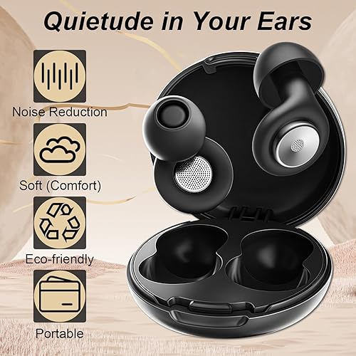 Miniatura 3 de Tapones para los oídos para dormir con cancelación de ruido de 45 dB, tapones de silicona reutilizables con 8 orejas y funda de viaje, protección