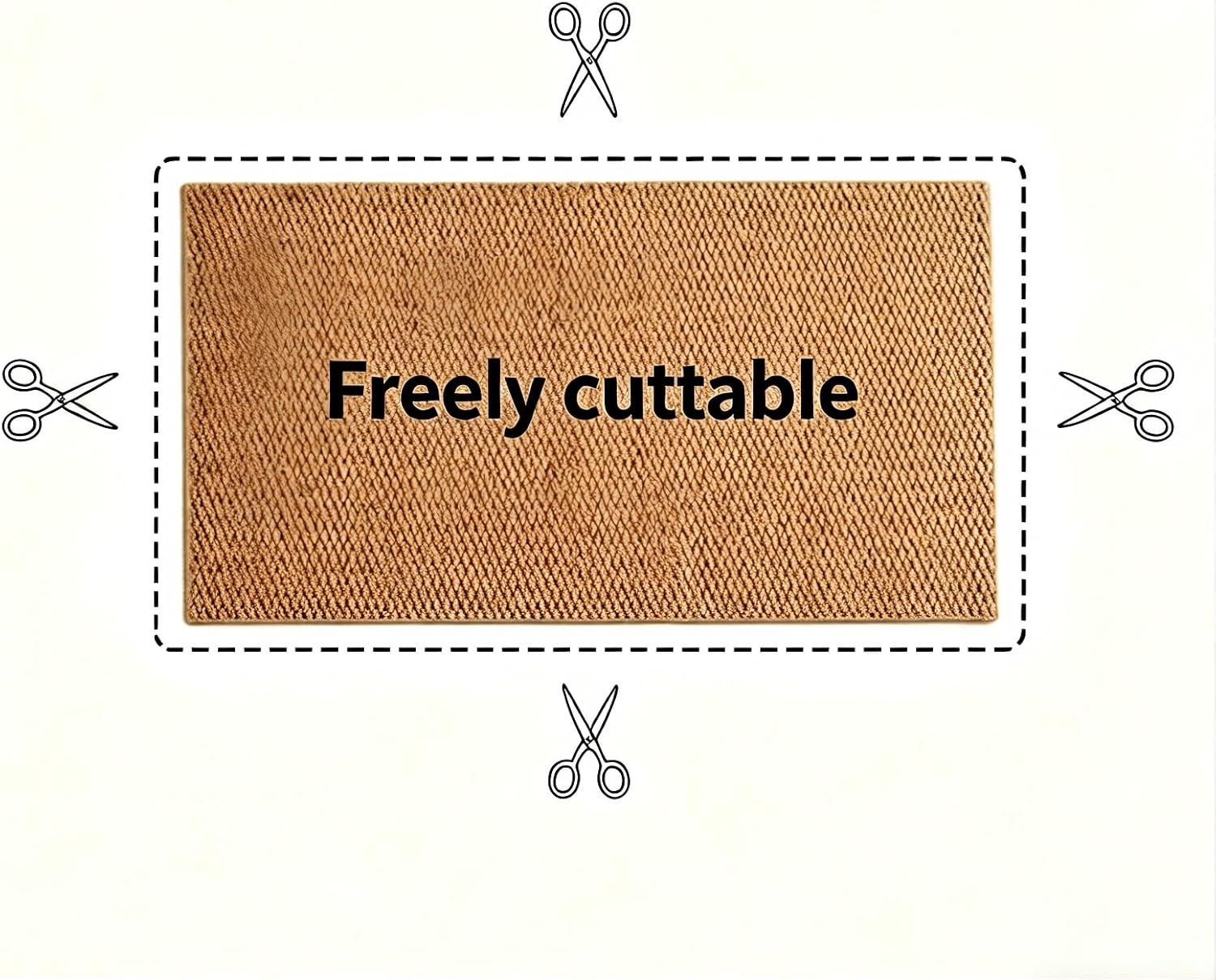 Non-Slip Cuttable Kitchen Mats, 20" x 32" Faux Sisal Floor Mats