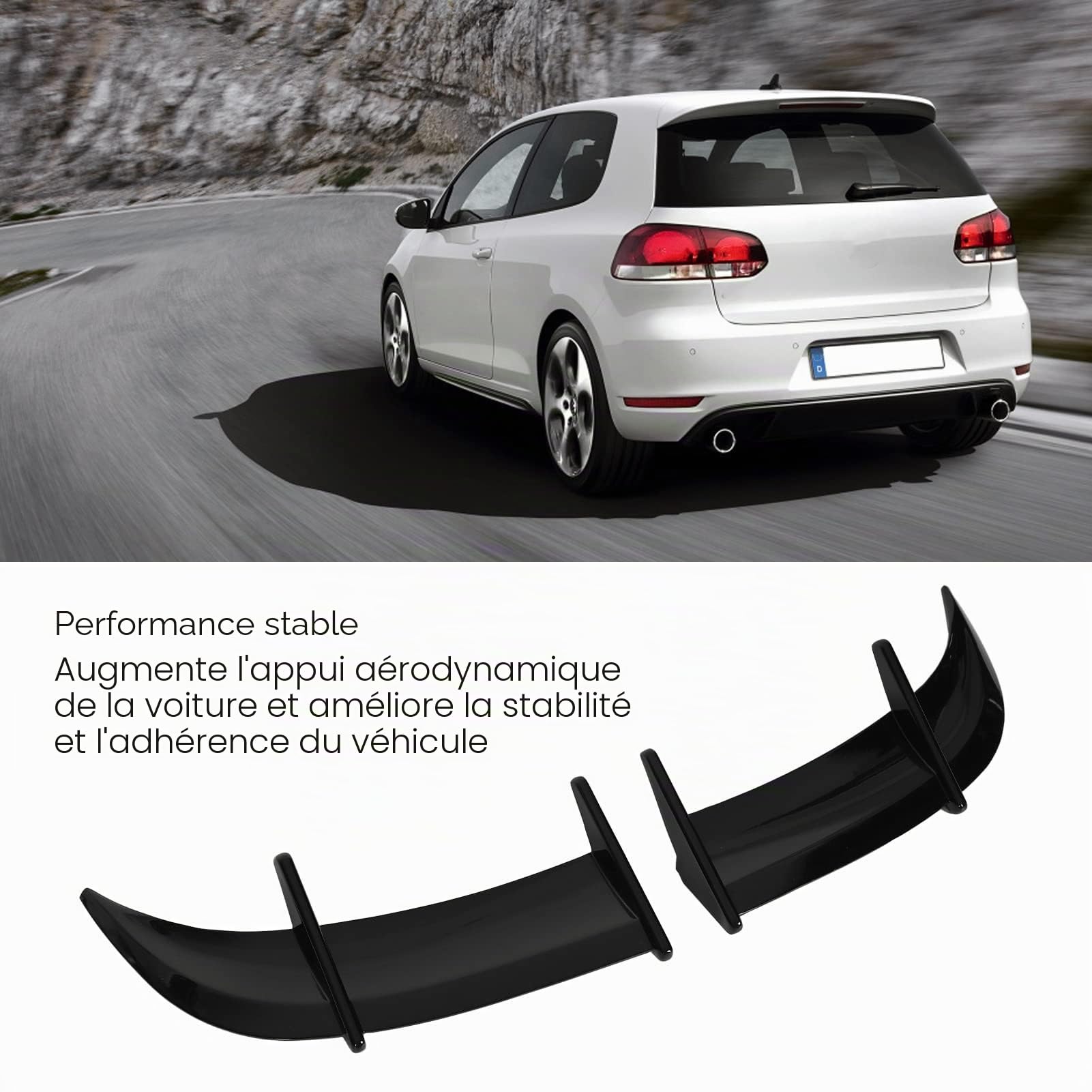 Aileron Arrière, Aileron de Coffre Arrière de Voiture de Style AK, Aile de Couvercle D'aileron de Queue de Réduction de Pression ABS Compatible avec Les Modèles MK6 (Noir Brillant)