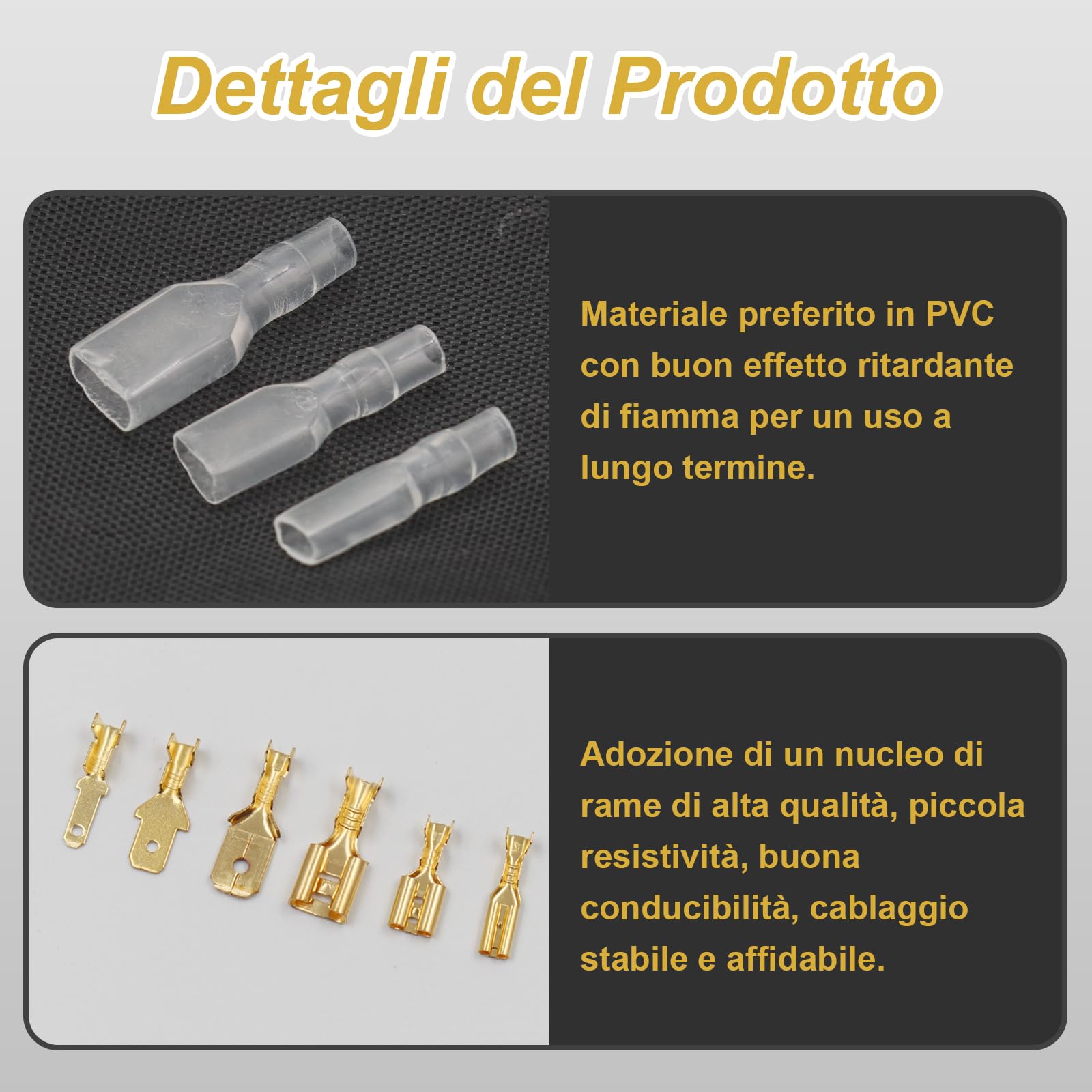 Kit Connettori Elettrici A Crimpare SPOKKI - 570 Pezzi, Terminali Piatti 2.8/4.8/6.3 Mm - Per Auto, Moto, Barche - Foto 2