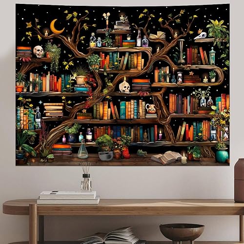 Miniatura 7 de Maccyafst Tapiz de calavera de hongos, tapiz de fantasía, selva, bosque, árboles, tapiz hippie, tapiz de pared de cascada de neón, plantas