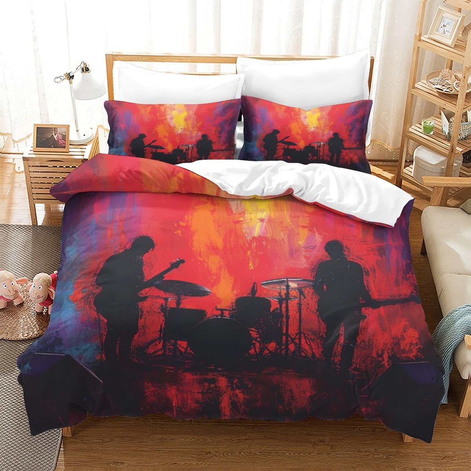 Housse de couette 260x220cm motif tambour en microfibre super douce haut de gamme