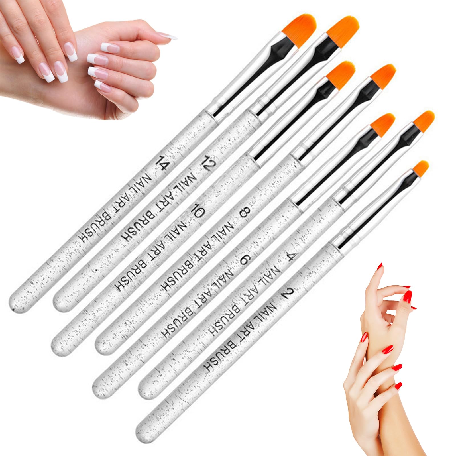 Ryaupy Nagelpinsel-Set 7-teilig - Für Gelnägel, Mit Dotting, Line Pen, Professionelle Pinsel Für Nail Art Design