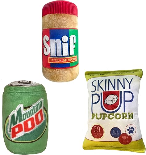 Miniatura 1 de Huxley  Kent Snack Pack - Juguetes para perros  3 pequeños juguetes de parodia para perros  Snif Mountain Poo Skinny Pup S