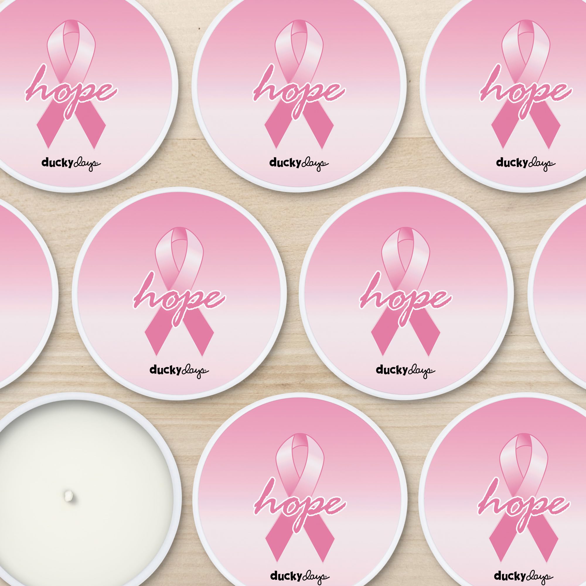 Ducky Days Breast Cancer Awareness Custom Candles, Breast Cancer Awareness Bulk Items, Bulk Candles (Set of 10) (White Tin)