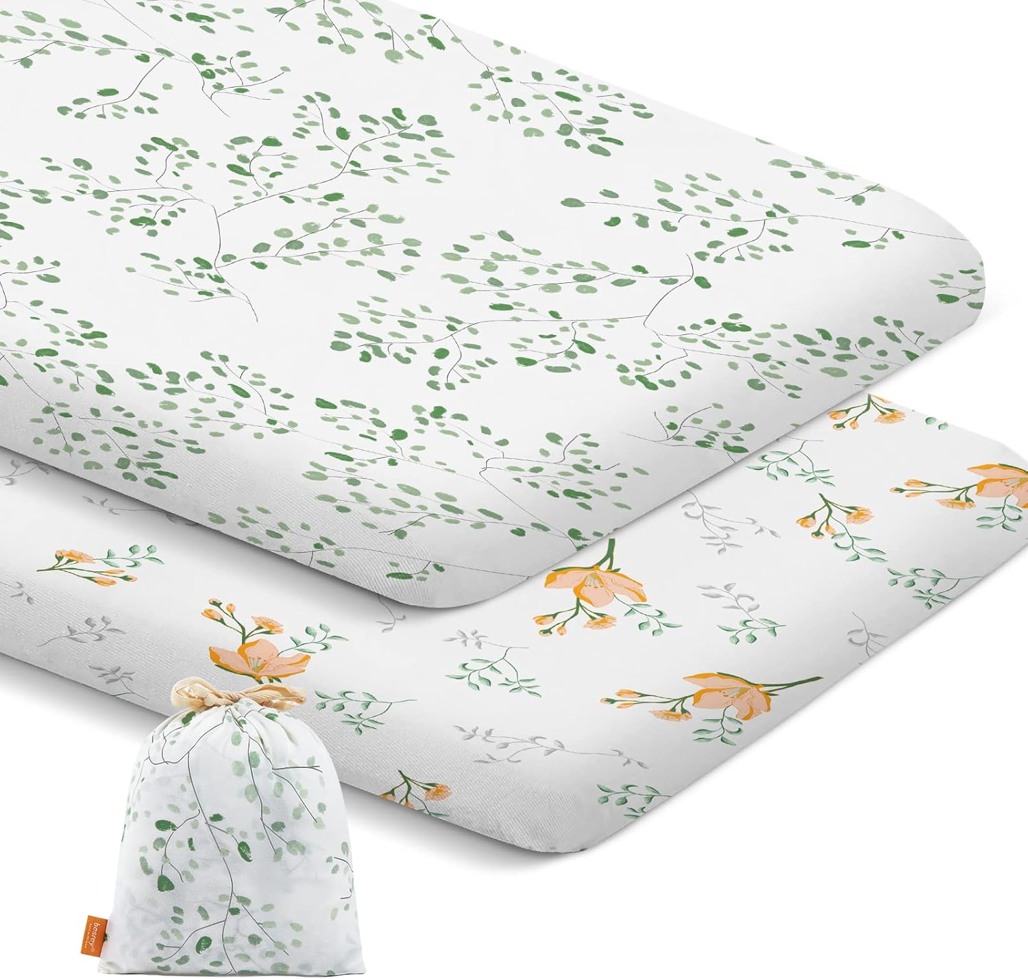 2 Pack Besrey Sheets Fitted for Baby Boys and Girls, Soft