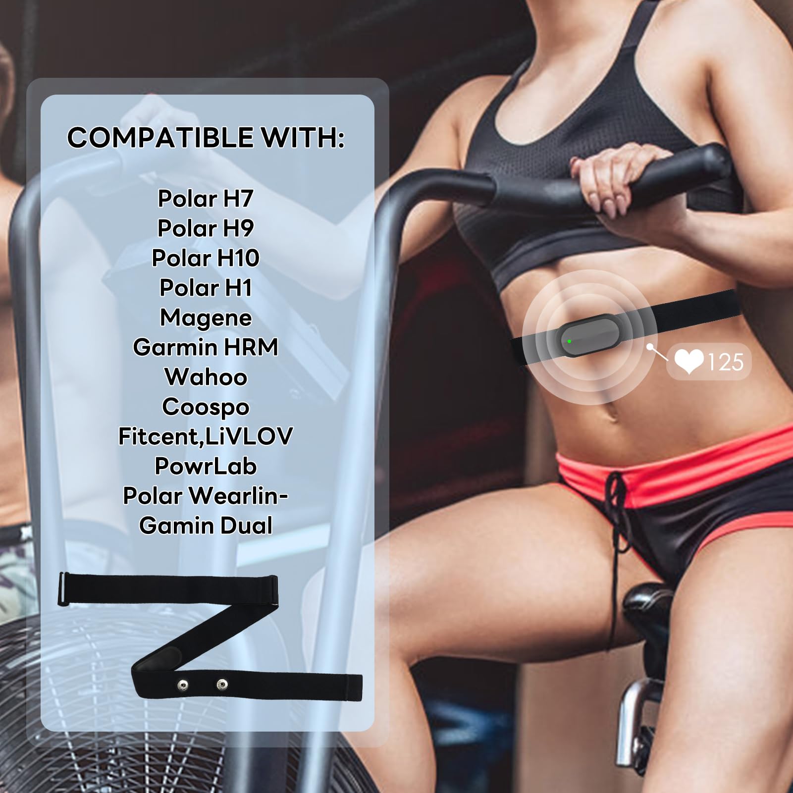 Ceinture Cardio Réglable, 70 cm à 105 cm, Détecteurs de Distance 45mm, Capteur Cardiaque Bluetooth Ant+ Compatible avec Cardiofrequencemetre