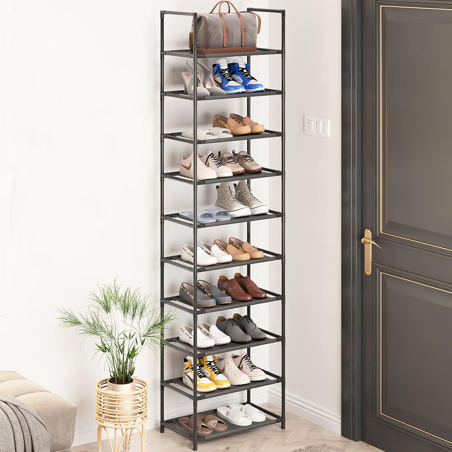 SPUSEN Shoe Rack, 10 Tier Shoe Storage Organizer Fit 20-25 Pairs Shoes,Metal Tall Shoe Shelf for Closet,Entryway,Garage,Bedroom,Cloakroom