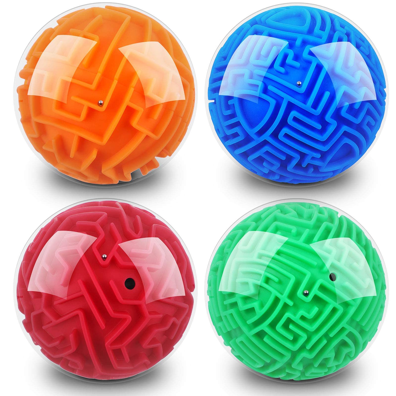 TERRIFI 4 Pieces 3D Maze Ball Maze Puzzle Ball Magic Brain Teasers Games Sphere Educational Puzzle Toys Maze Puzzle Cube Ball for Adults and Students Teens and Hard Challenges Game Lover