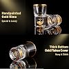 DUJUST Shot Glasses 4cl Crystal Glasses Decorated with 24K Gold Leaf Flakes Cool & Cute Shot Glasses BPA Free and Lead Free Room Decor - Pack of 2