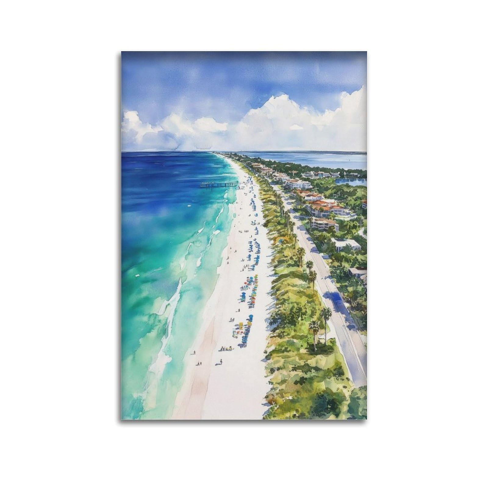 xiaoxiaoshen Anna Maria Island Florida Beach Coastal Scenic Canvas Poster Wall Art Prints Room Aesthetic Murals Bedroom And Living Decorations 20x30inch(50x75cm)