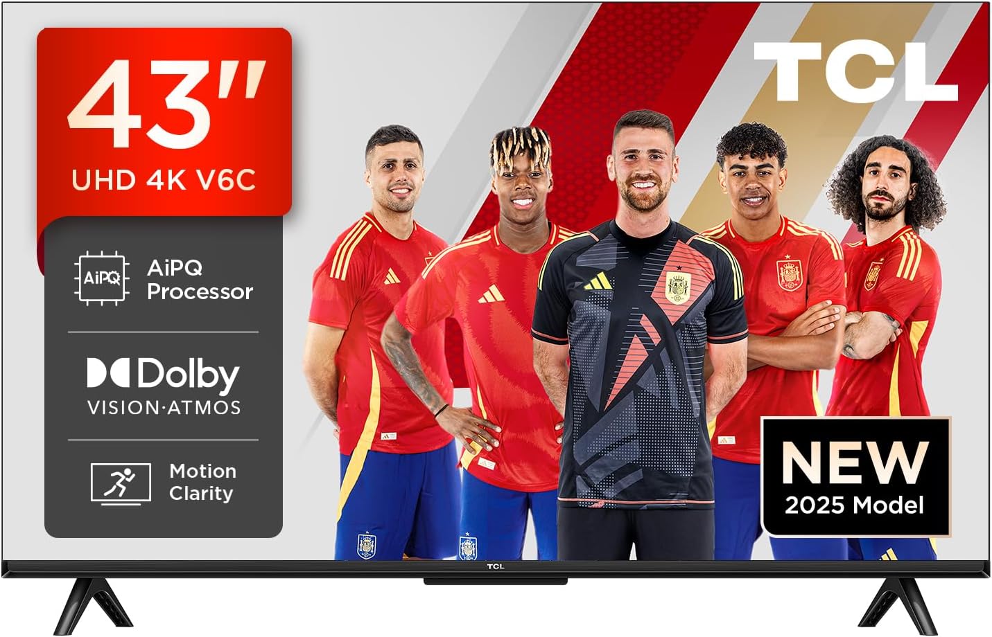 TCL 43V6C Smart TV LED directo de 43″, 4K HDR, con tecnología Google TV (Dolby Audio, claridad de movimiento, compatible con Google Assistant y Alexa)