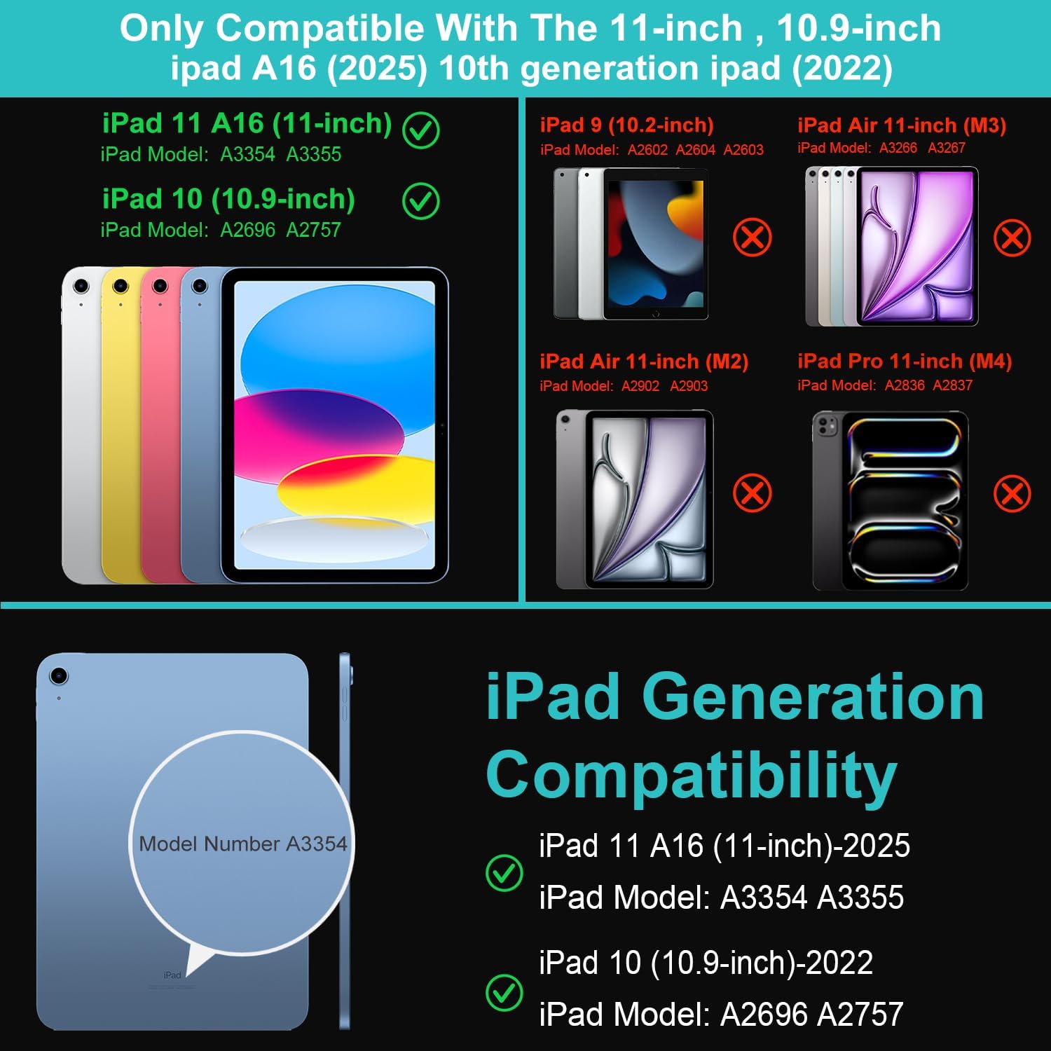 Arteck iPad 11th 10th Generation Keyboard Case, Folio Cover, Multi-Touch Trackpad, Detachable Bluetooth Keyboard for iPad (A16) 11th/10th Gen - Image 2