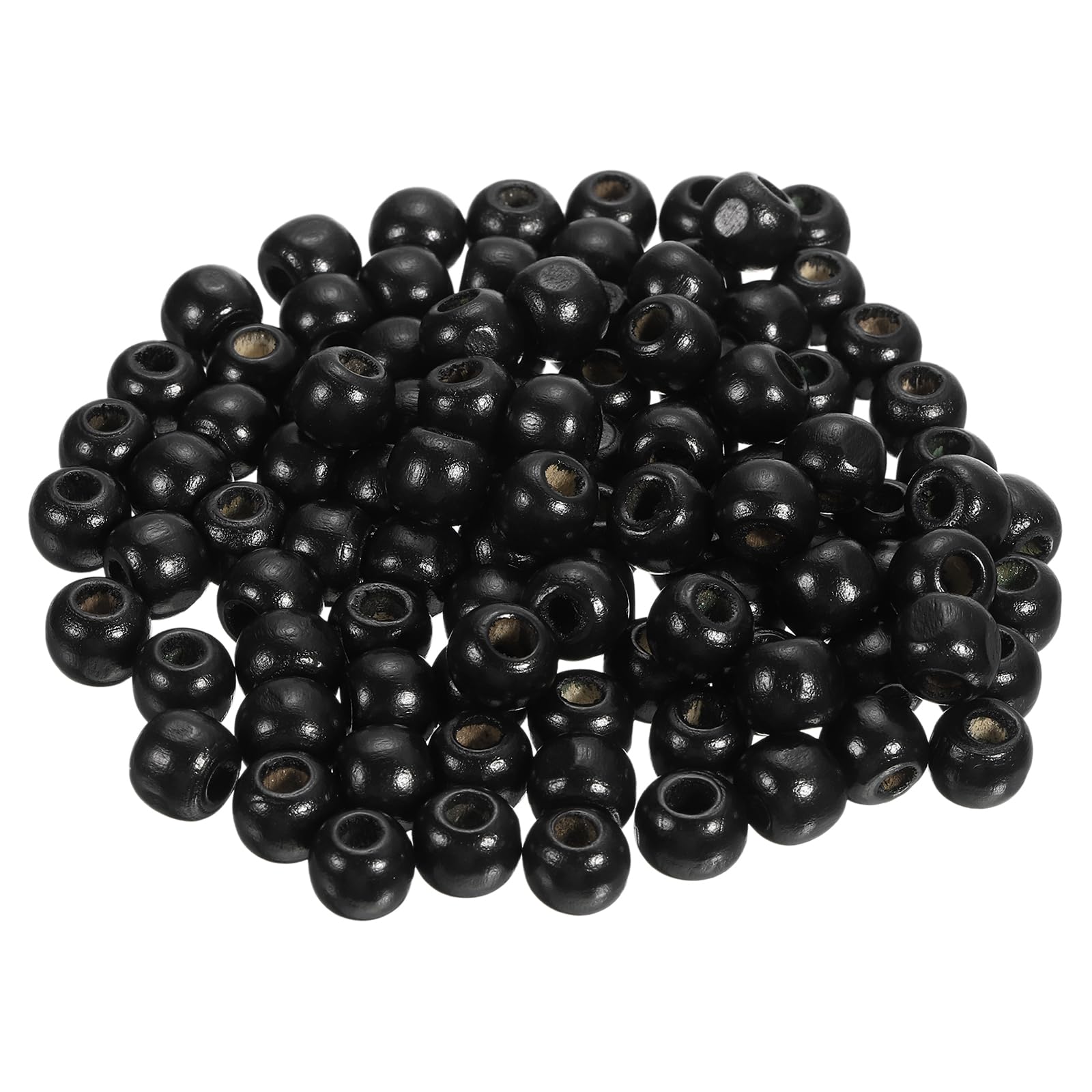 uxcell Natural Wood Beads, 500Pcs 10mm Diameter Black Round Loose Spacer Beads for DIY Jewelry Bracelet, 4mm Hole