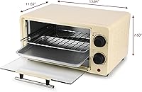 Vista 3 de MegaChef 9.5 Quart Electric Counter Top 2 Slice Toaster Oven with Built in Timer, Bake, Broil, Toast (Cream)