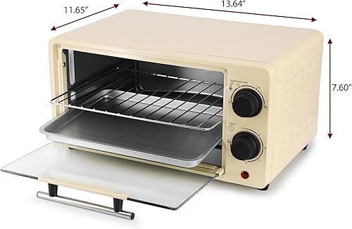 Miniatura 3 de MegaChef Horno tostador eléctrico de 9.5 cuartos de galón con temporizador integrado, para hornear, asar, tostar (crema)
