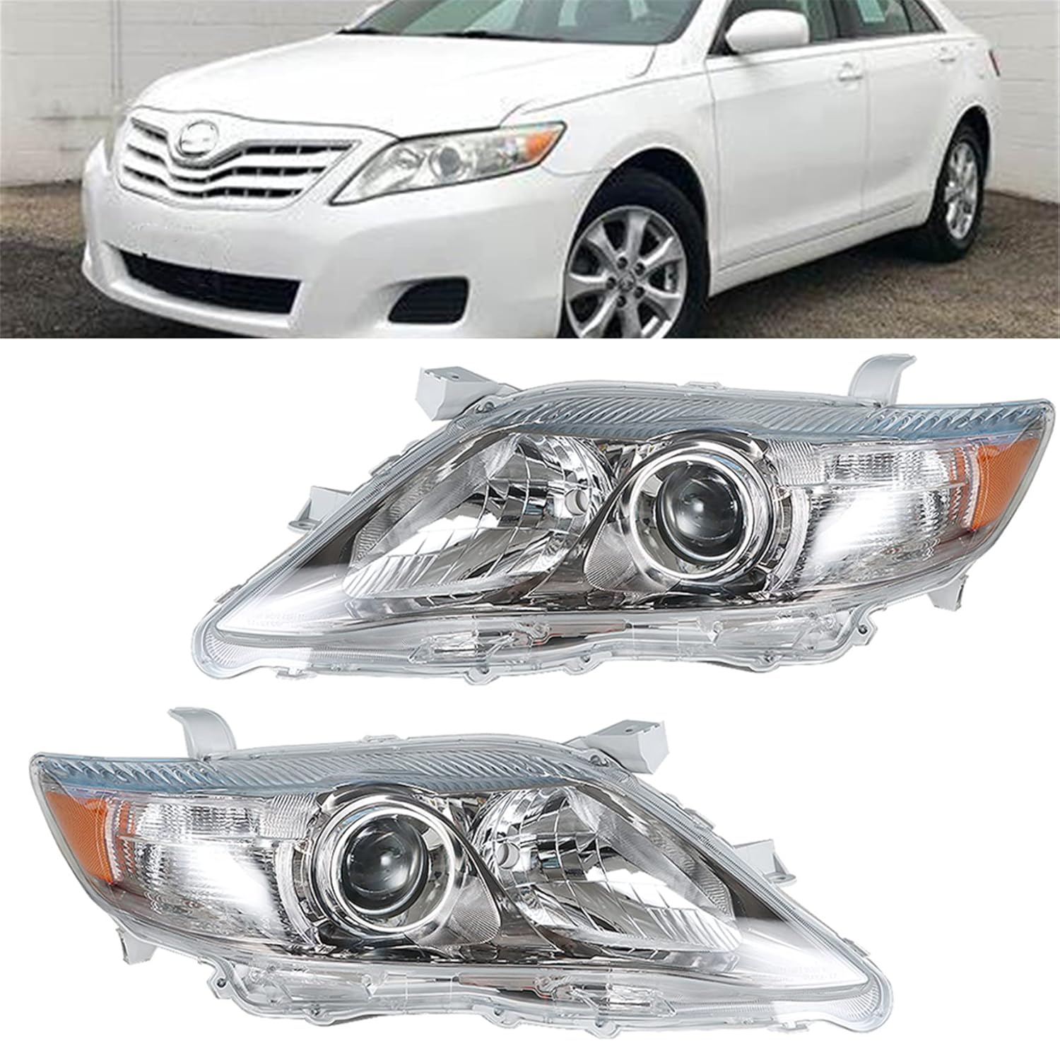 WFLNHB Headlights Assembly TO2502193 TO2503193 Replacement for Toyota Camry SE 2010 2011 Projector Headlamps Pair Left and Right Side (Passenger and Driver Side)
