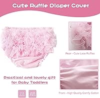 Vista 3 de UTTPLL Fundas de pañales para bebés, niños y niñas, con volantes, de malla, con volantes, elásticos, lindos pantalones cortos de algodón para bebé