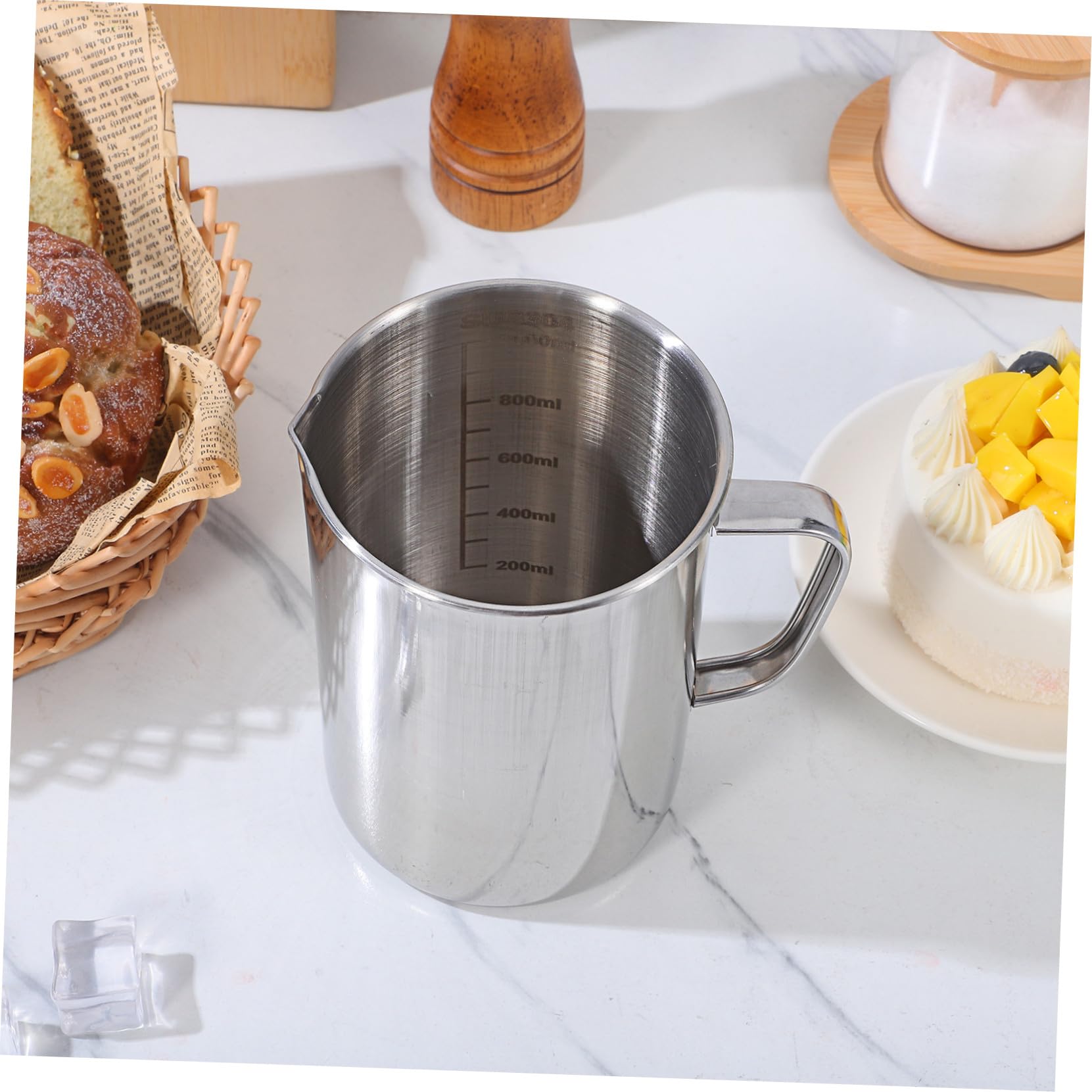 ULTECHNOVO 2piezas Vaso Medidor De Acero Inoxidable De Escala Graduada Para Laboratorio y Cocina Para Medir Líquidos y Sólidos Diseño Resistente y Fácil De Leer