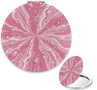 Compact Mirror Vintage, Pink Fluid Art Marble...