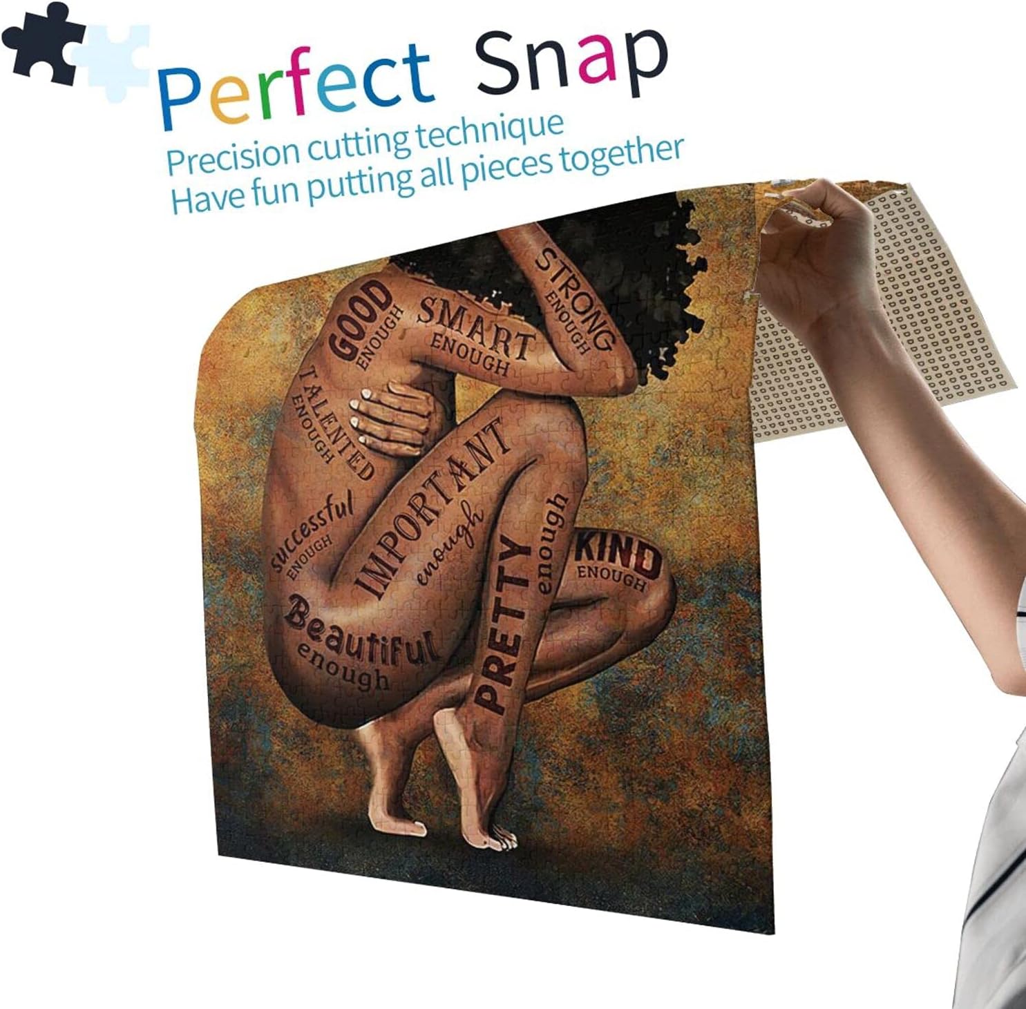 African American 1000 Pieces Jigsaw Puzzles for Adults and Teenagers Black Girl Art Wooden Puzzles Educational Intellectual Fun Family Game Inspirational Black Toy Gifts