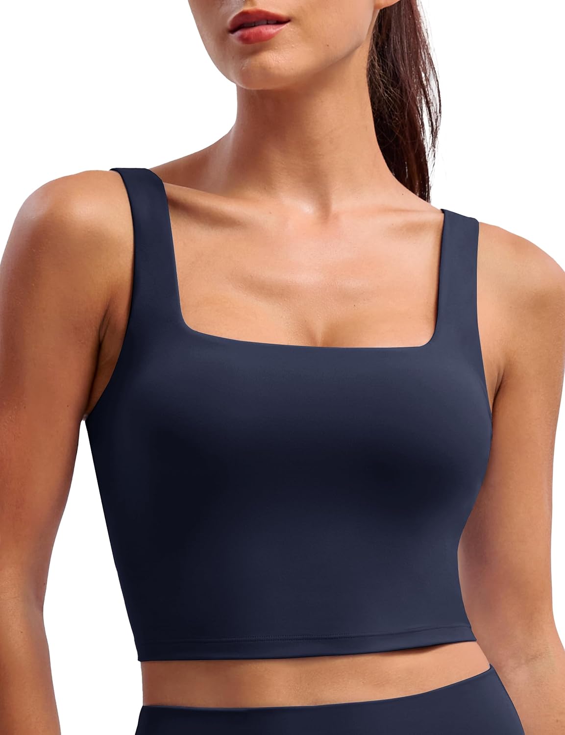 BAYDI Clouduxi Square Neck Sports Bras for Women - Padded Workout Tops with Built-in Bra U Back Gym Yoga Crop Tank Top