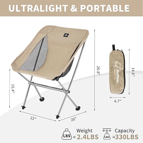 Miniatura 3 de Naturehike YL05 Silla de camping, silla de campamento portátil ultraligera con bolsa de almacenamiento, silla de playa plegable compacta para