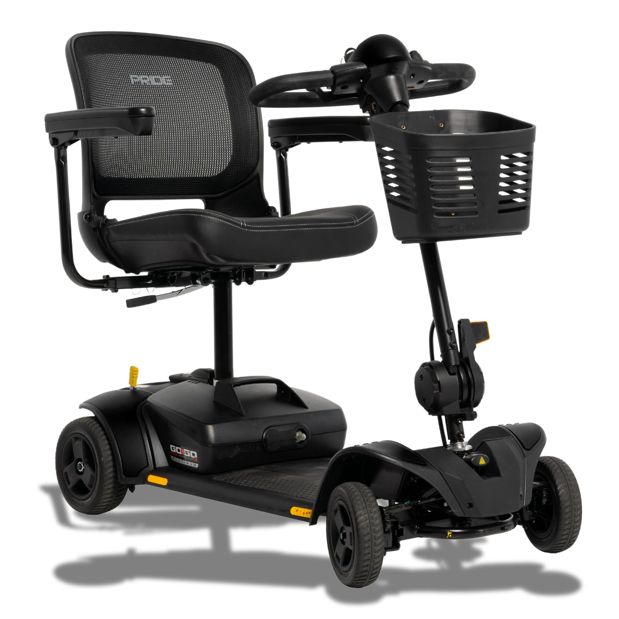 Pride Mobility Go Go Elite Traveller 2 Platinum Mobility Scooter – 300 lb Capacity, 17"x17" Seat, EZ Turn Technology, USA Made, in-Home Service, Manufacturer Warranty, 12AH Battery, Black