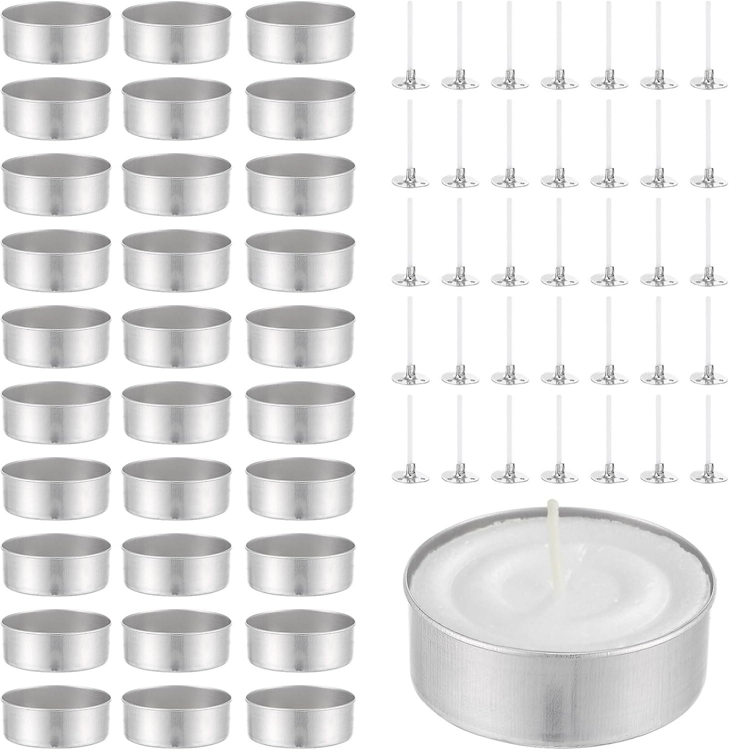 Gadpiparty DIY Candle Making Kit 150pc Aluminum Tea Light Tins Wicks Ideal for Decor Event Settings