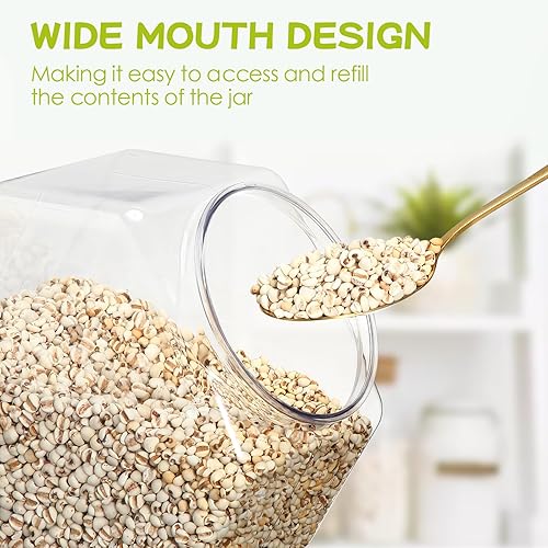 Miniatura 4 de Dandat Paquete de 12 tarros hexagonales de 73 onzas, tarros de plástico para galletas a granel con tapa, recipientes transparentes para encimera de