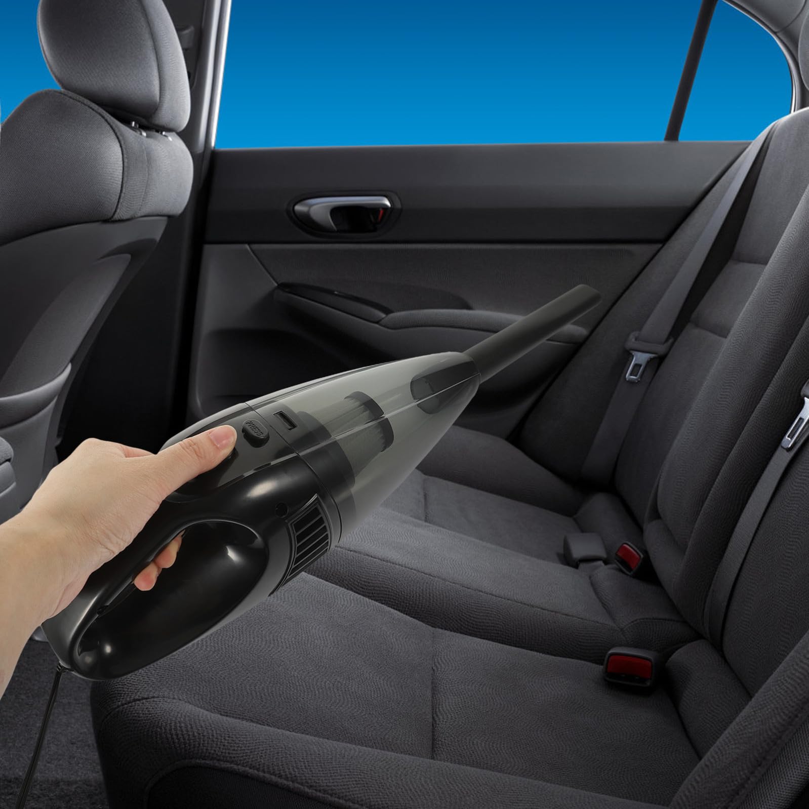 Gadpiparty Aspirapolvere Portatile Auto Nero Ricaricabile Doppia Modalità di Aspirazione e Impugnatura Ergonomica in ABS per Pulizia Liquidi e Polvere in Auto e Casa