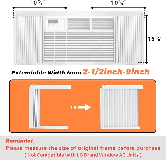 GCGOODS Window Air Conditioner Side Panels with Frame, Adjustable Window AC Side Panel Kit, Universal Fits for 10,000 BTU Window Air Conditioner Units, Window AC Side Panel with Frame