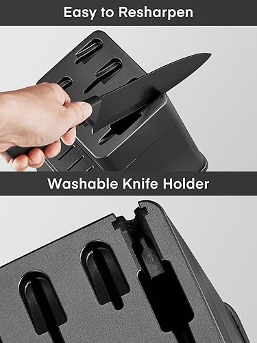 Miniatura 3 de FOHERE - Juego de cuchillos para cocina con bloque, juego de 14 cuchillos de cocina con bloque autoafilable, juego de cuchillos de acero inoxidable