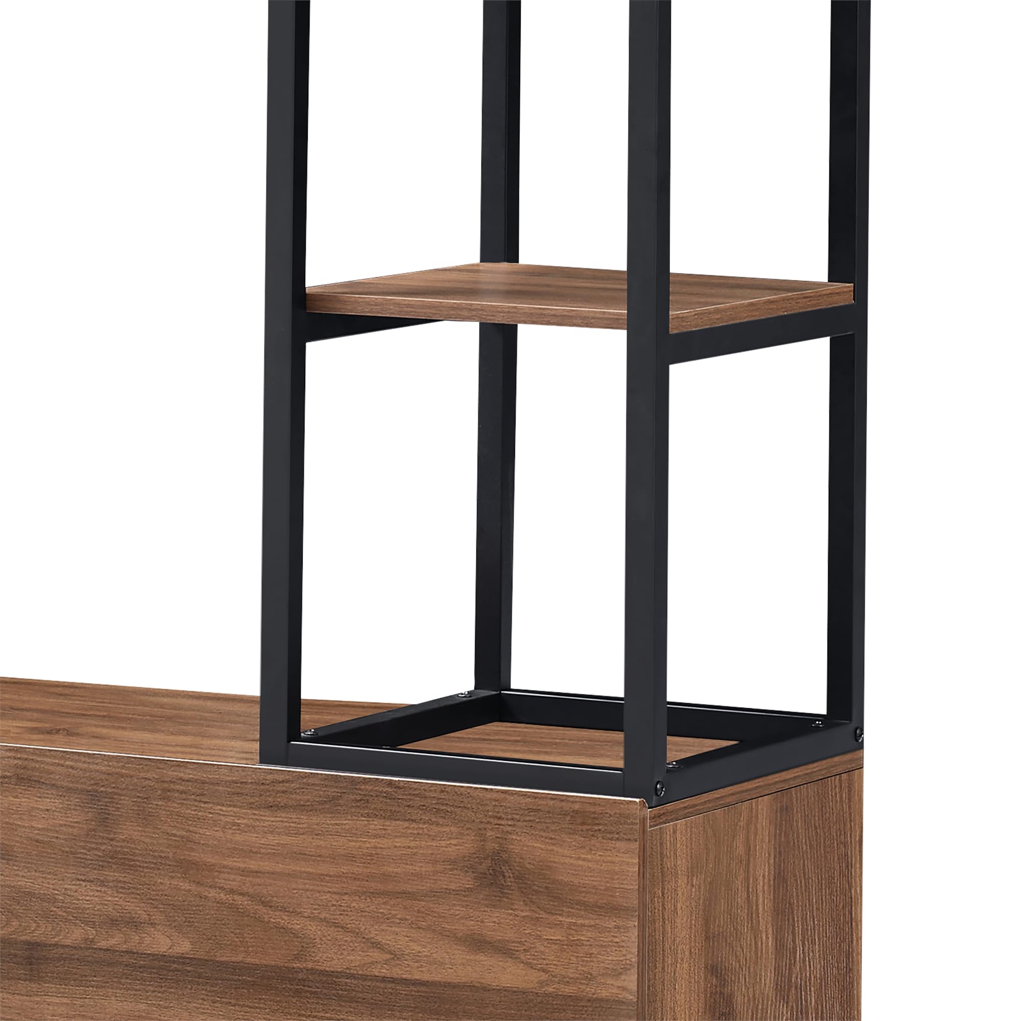 [en.casa] Armadio Aperto per Guardaroba Porta Abiti da Camera Appendiabiti da Terra 180 x 120 x 40 cm Mobile Organizzatore con Cassetti Ripiani e Asta Barra - Color Noce/Nero