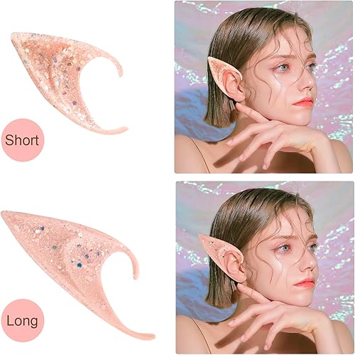 Miniatura 3 de ONESING Juego de orejas de elfo de hadas con diadema de diamantes de imitación, orejas de hadas con corona de hojas para mujeres y niñas, accesorios