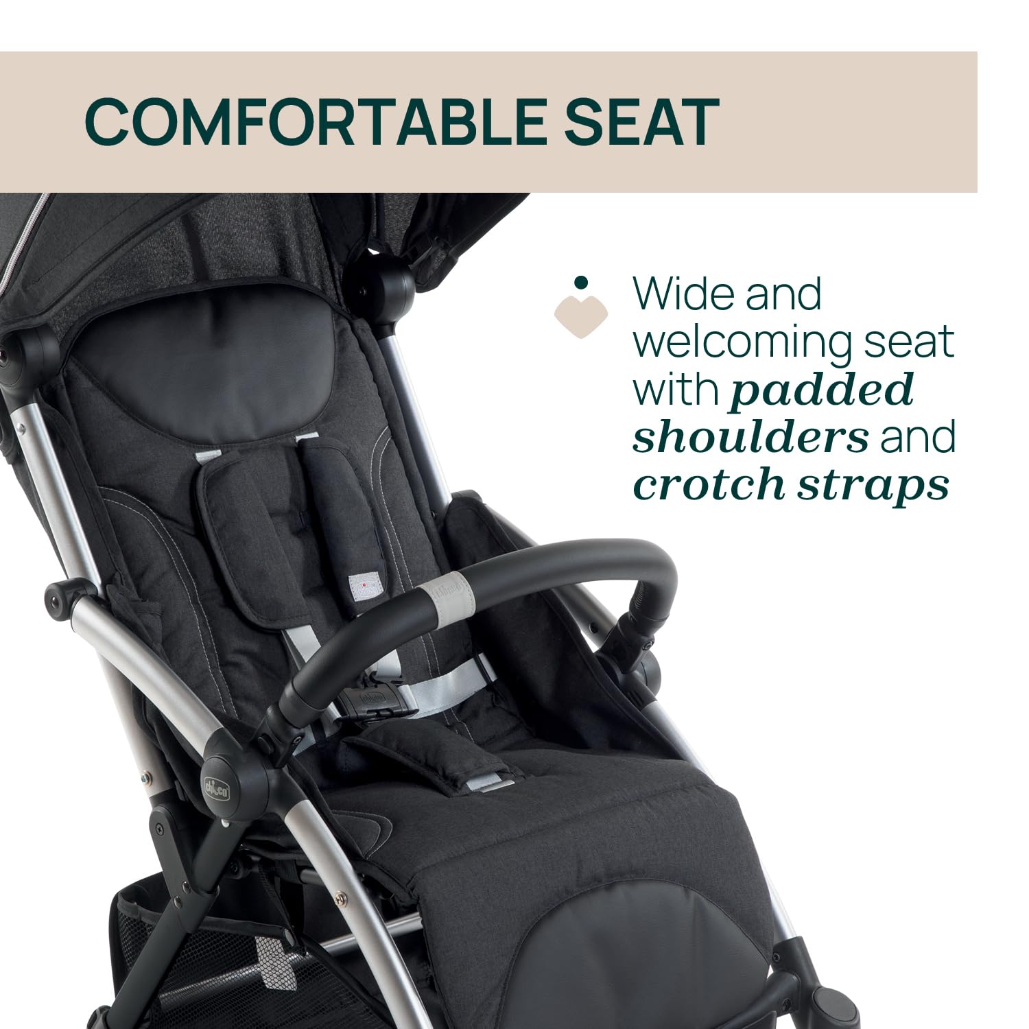 Chicco, Goody Plus Graphite, Poussette 0 Mois-4 Ans, Fermeture Automatique et Compacte, Capote Extensible avec Traitement UV50+ Anti-pluie, Dossier Inclinable et Réglable en 3 Positions, Repose-jambes