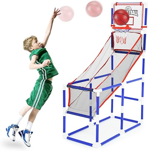 Kids Basketball Hoop Arcade Game,Arcade Basketball Game Set with 2 Balls and Pump,Indoor Outdoor Toy Basketball Shooting System,Sports Game for