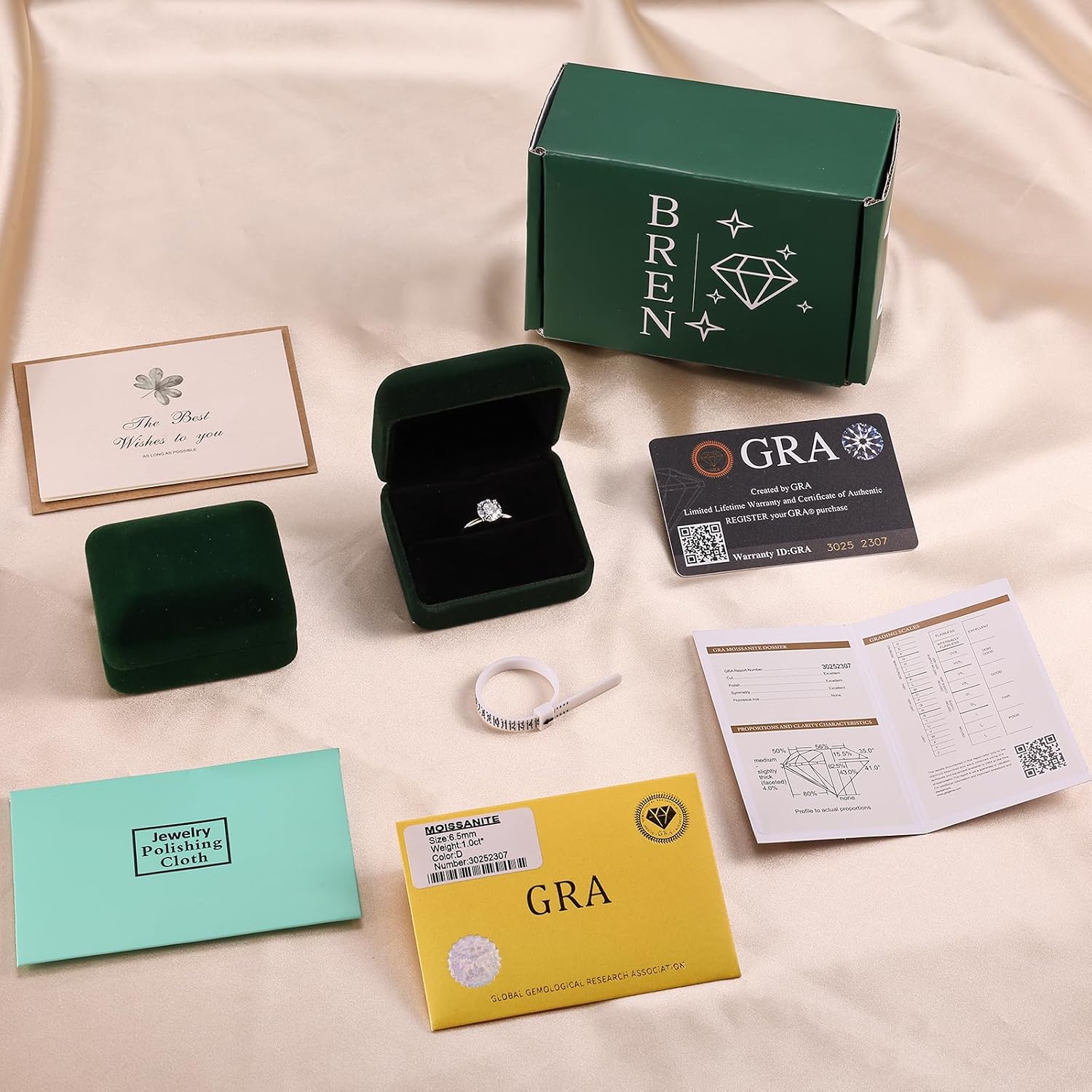 BREN 3 CT Moissanite Rings for Women, Round Cut D Color VVS1 Clarity Moissanite Engagement Ring Wedding Band Diamond Rings for Women,18K White Gold Plated 925 Sterling Silver Promise Rings for Her - Image 8