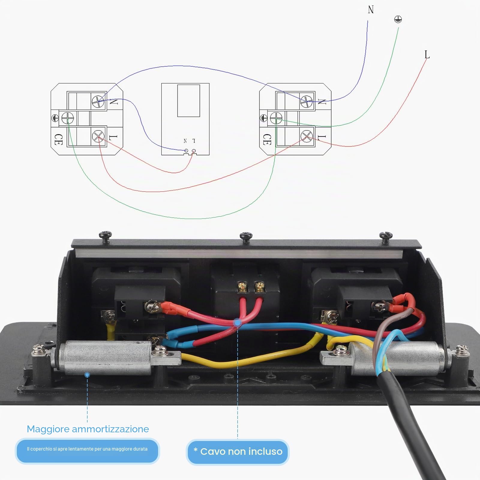 CPROSP Multipresa a Scomparsa da Incasso con USB Presa Multipla da Incasso | Torretta Multipresa da Scrivania Bianco; per Cucina