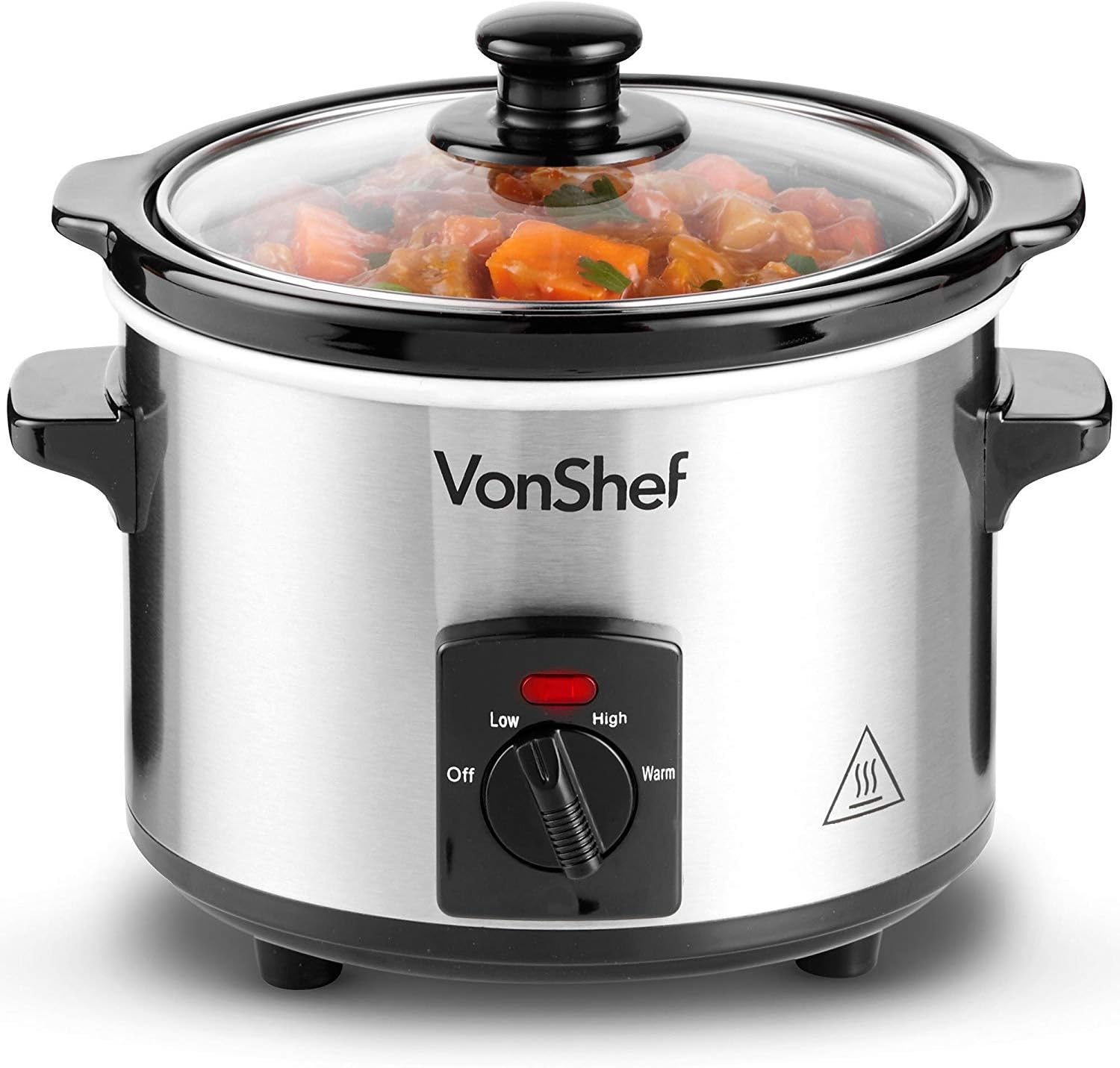 Andrew James Slow Cooker 1.5L 3 Temperature Settings Tempered Glass