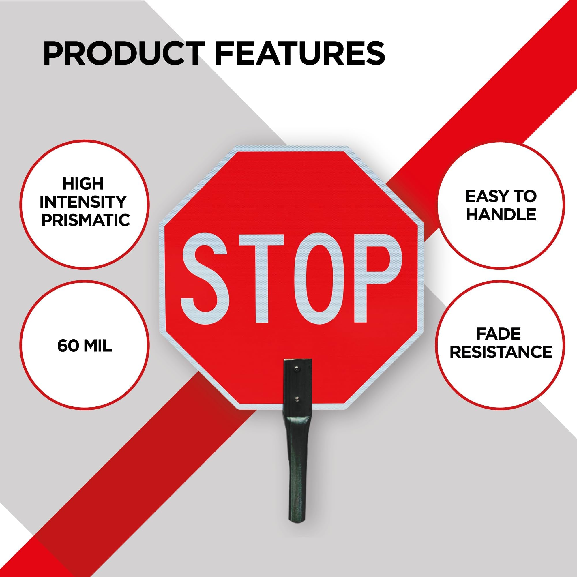 OLANZU Hand Held Stop Sign for Crossing Guard, 18x18 — Amazon image 6