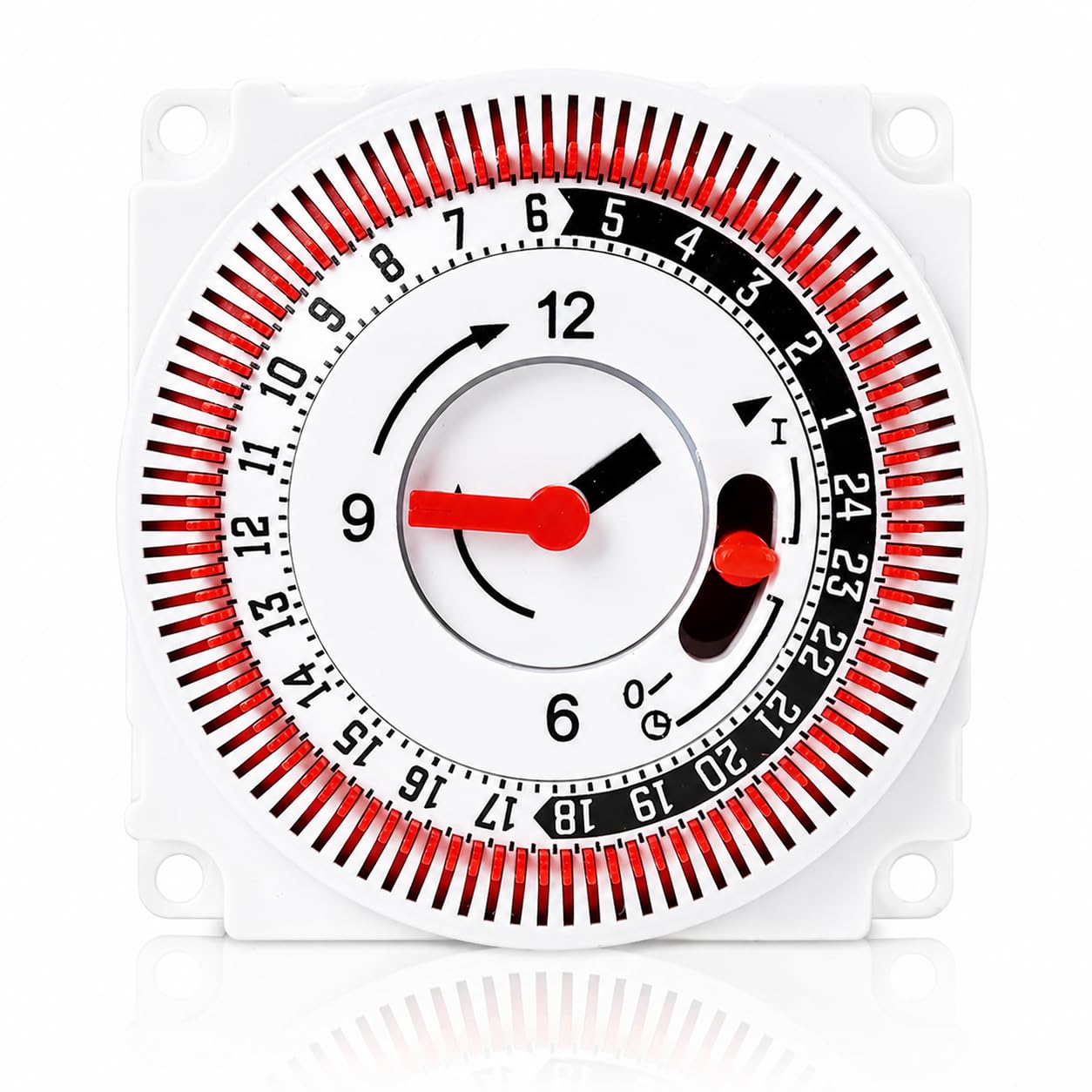 24 Hour Mechanical Timer for Immersion Heater and Fixed Electrical Appliances, Wired Segment Time Controller with Waterproof Cover, 16 Amp Indoor Energy Control for light Heating Pump Systems
