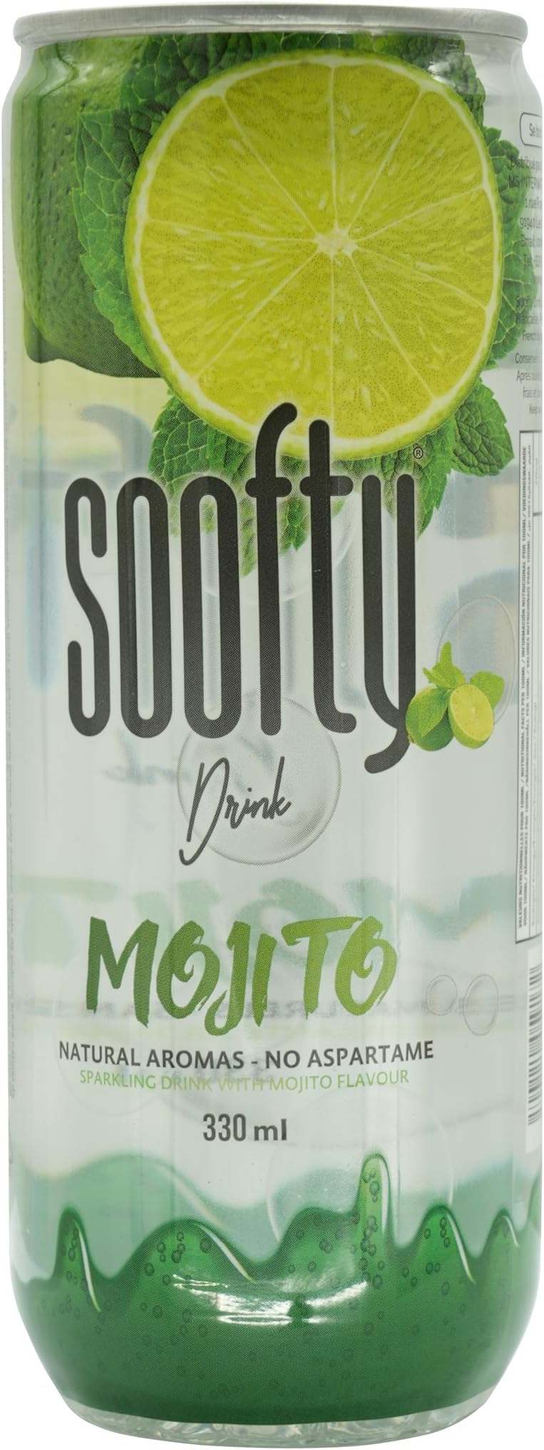 Mojito Flavor Drink 330ml โ Sparkling Mint & Lime Beverage, Non-Alcoholic, Low-Calorie, No Aspartame, Vegan-Friendly, Imported from France